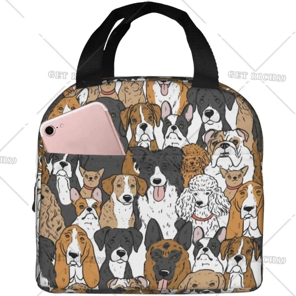 Animals Lovely Pets Portable Aluminum Foil Thickened Insulation Lunch Bag for Women Men Kids Cute Box with Pocket for Work Trip