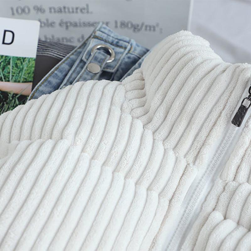 Cordjacke für Damen, einfarbig, kurzes Oberteil, lockerer Studentenmantel