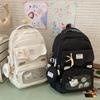 Women's Large Capacity Backpack Multi-Compartment Student Schoolbag Color Block Backapack with Coin Purse