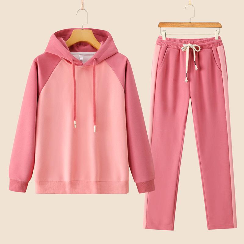 Women's Trendy Casual Suit: 2025 Spring/Autumn Fitness Sportswear with Hooded Sweatshirt & Long Pants.