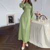 High-End Solid Color Round Neck Long-Sleeve Dress for Women - 2025 Autumn Fashion