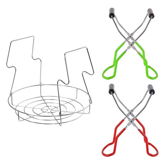 Canning Jar Rack Stainless Steel Canning Jar Lifter Tongs Steamer Rack for Stove Top Heating Regular Wide Mouth Mason Jars