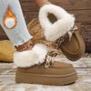 Faux Suede Chunky Platform Snow Boots Women  Warm Thicken Plush Thick Bottom Cotton Shoes Woman Lace Up Winter Ankle Boots