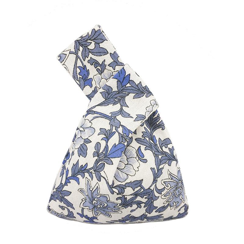 Japanese Mini Portable Knot Wrist Bag Women Top Handle Bag Simple Purse Handbags Waterproof Shopping Bag Phone Key Pouch
