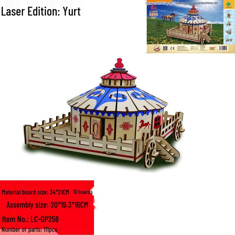 3D Wooden Wenchang Tower Jigsaw Puzzle - DIY Model for Adults & Kids