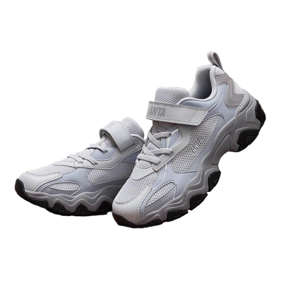 Anta Kids Retro Sports Non-Slip Durable Low-Top Casual Shoes Kids Sneaker Mud-Lime Fog-Gray A12438845-1
