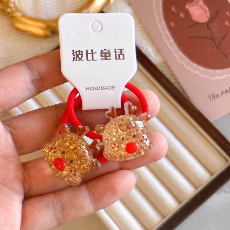 

2PCS Нові чудові мультяшні Санта-Клауси для дівчаток Еластичні гумки для волосся Аксесуари для волосся Дитячі гумки для волосся Дитячі головні убори