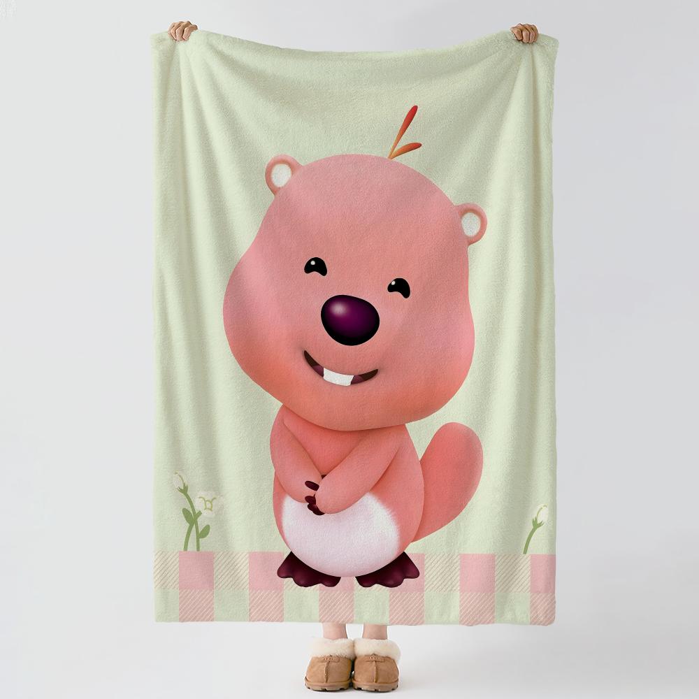 Character LLoopy Throw Soft Warm Flannel Blanket Multiuse Throw for Bed Sofa Office Air Conditioning Nap Blanket