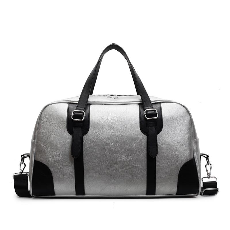 

Women s travel bag fashionable new PU messenger fitness bag large capacity portable high value sports bag серебряный