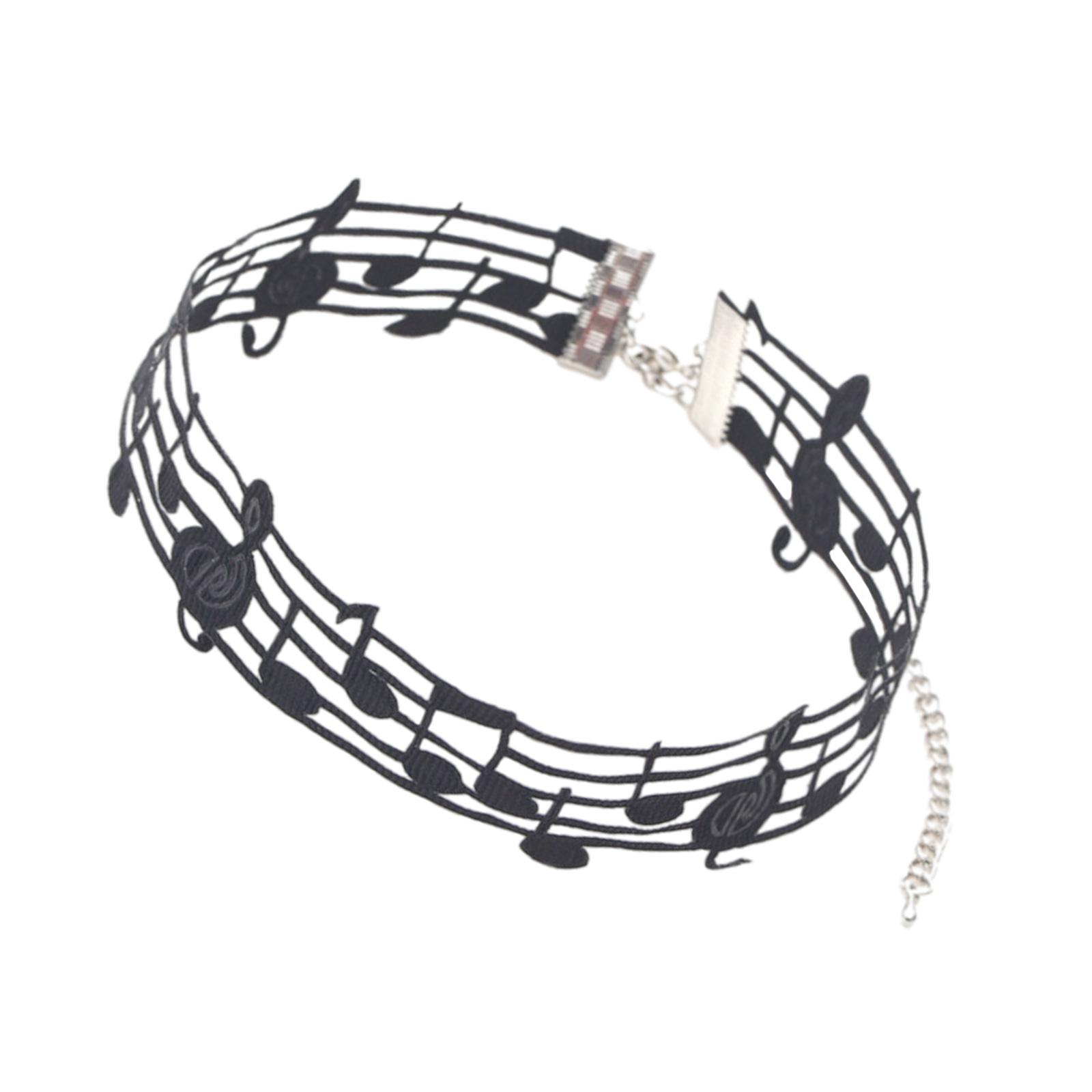 

Элегантное черное ожерелье из сплава и ленты с отличительной нотой. Отличительная модная бижутерия, идеально подходящая для вечеринок и концертов.