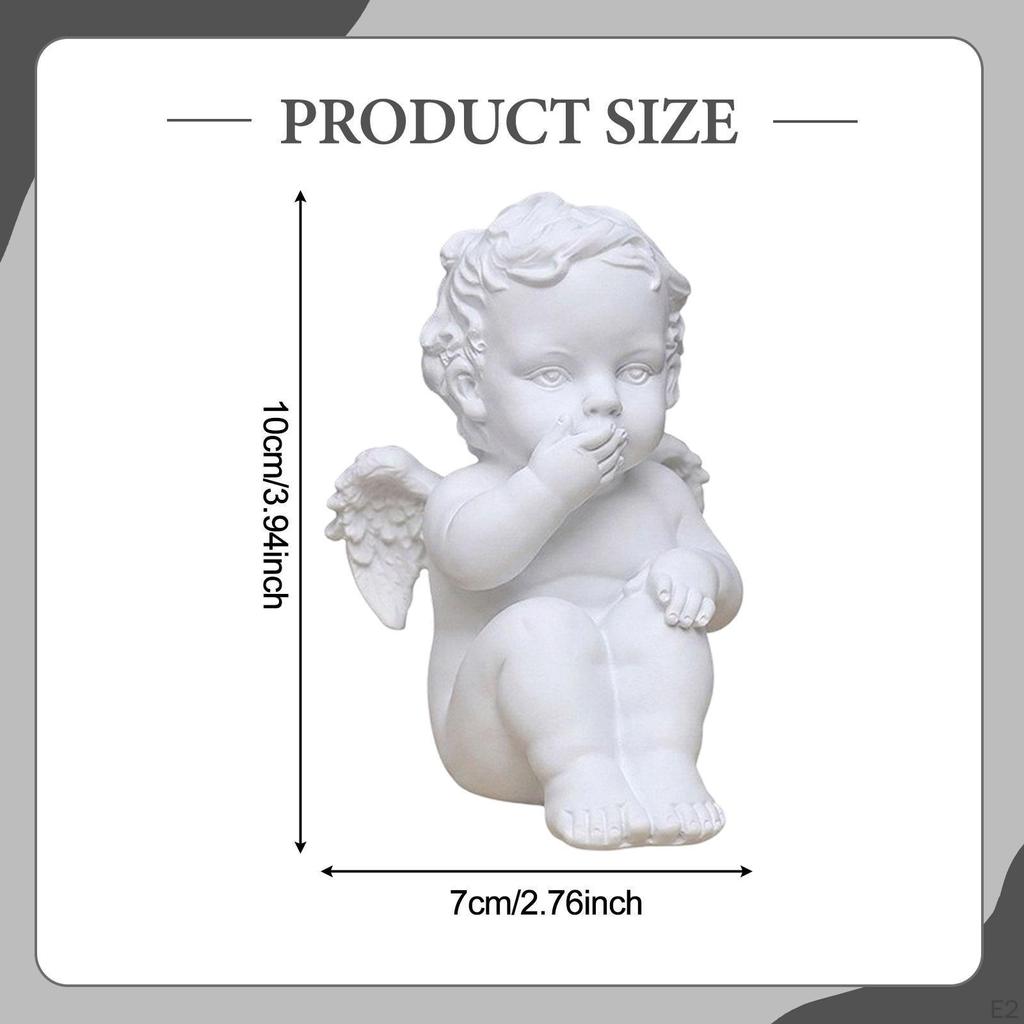 Angel Statue Resin Sculpture Decoration Retro Nordic Style Desktop Ornament for Living Room