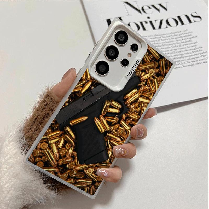 Gold Gun Bullets AK47 Handgun Shockproof Phone Case for Samsung Galaxy S26 Edge S25 Ultra S24 FE S23 Plus S21 Cover Anti Fall Fu
