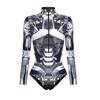 Women's armor 3D printed cosplay long sleeve zipper tight swimsuit