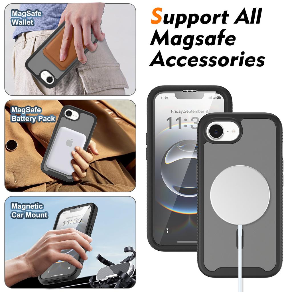 PET Screen Protector Skin Feel Matte Magnetic Phone Case For iPhone 16e 17e TPU Frame Translucent Frosted Acrylic Cover Fundas