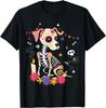 Mexican Dog Day of The Dead Skeleton Sugar Flowers Dogs T-Shirt