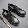 Casual Leather Shoes Men'S Lace-Up Round Head Business Shoes Genuine Leather Breathable Thick-Soled Green Cowhide Single Shoes Men