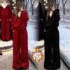 2026 Women's Red Zodiac Sports Set: Velvet Fur Hooded Sweatshirt & Cardigan