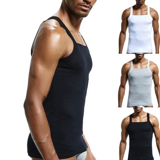 Casual Men Solid Color Sleeveless Slim Vest Breathable Fitness Cotton Tank Top