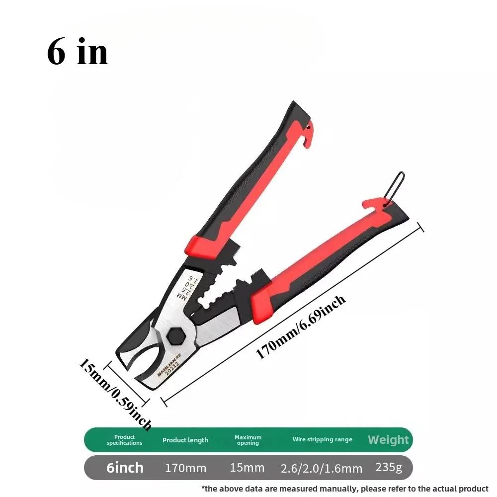 Electrician Bolt Cutter 8  Wire Breaker Strippers Pliers Cable Scissors Heavy Duty Cuting Bar Hard Copper Twisted Tools