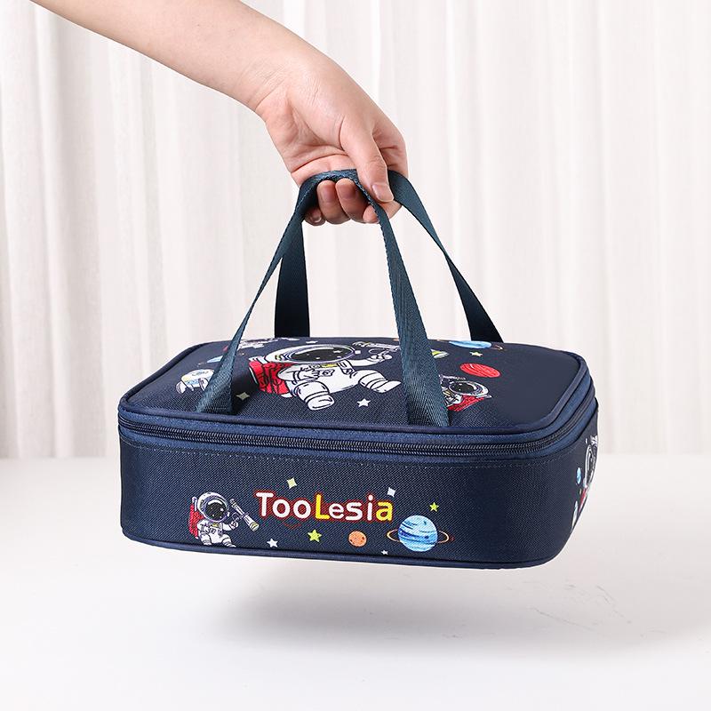 Insulated Cartoon Bento Lunch Bag for Kids - Waterproof, Large, and Portable