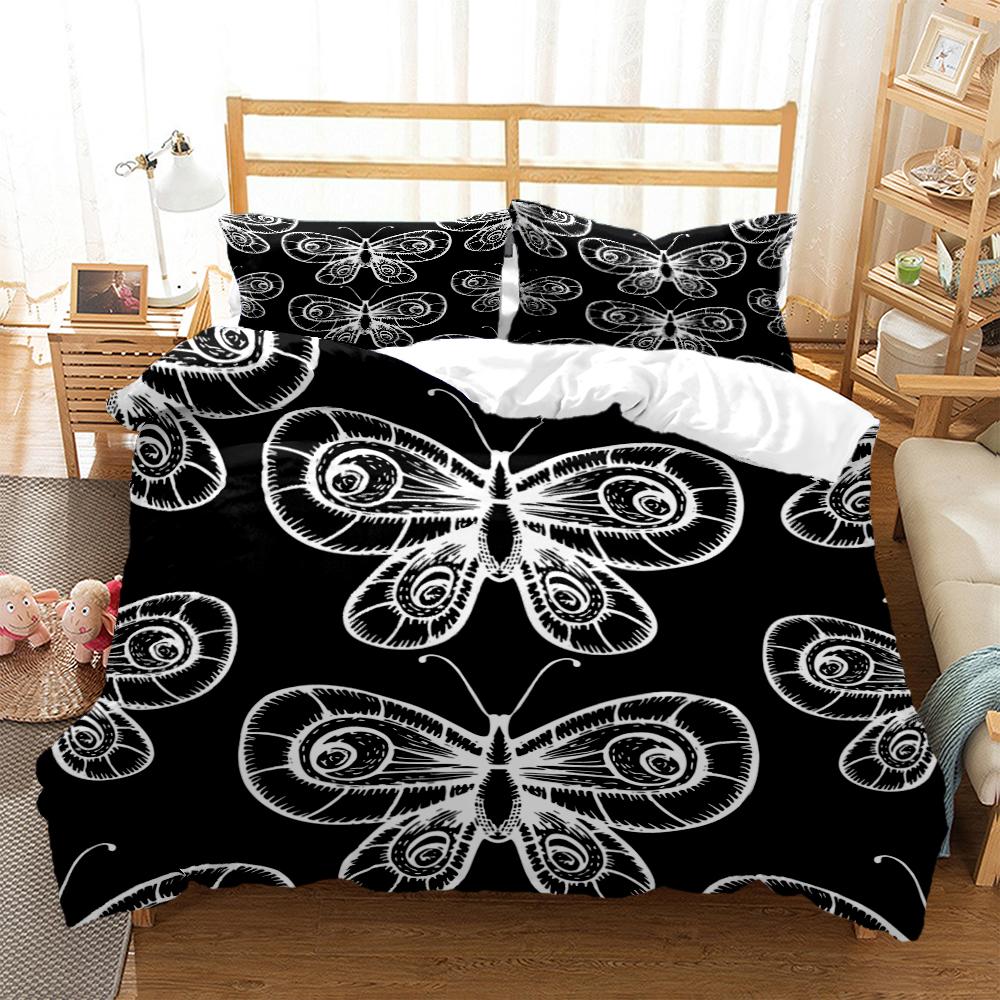Cartoon Butterfly Hd Print Polyester Bedding SetsKids Or Adults For Beds Quilt Cover Pillowcase King Size Bedding Set