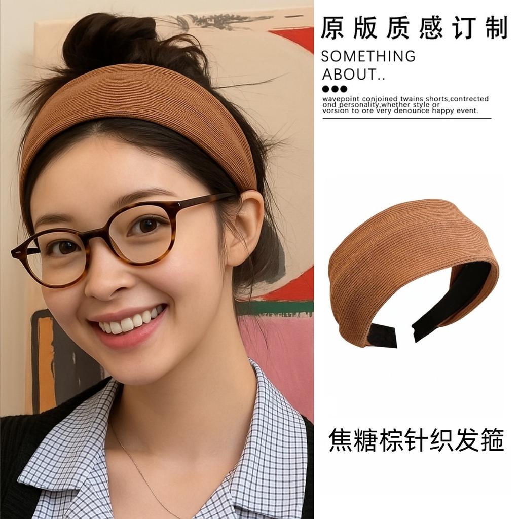 Autumn Winter Wide Velvet Headband for Women, Soft Plush High Crown Crush-Proof Hair Band Vintage Style