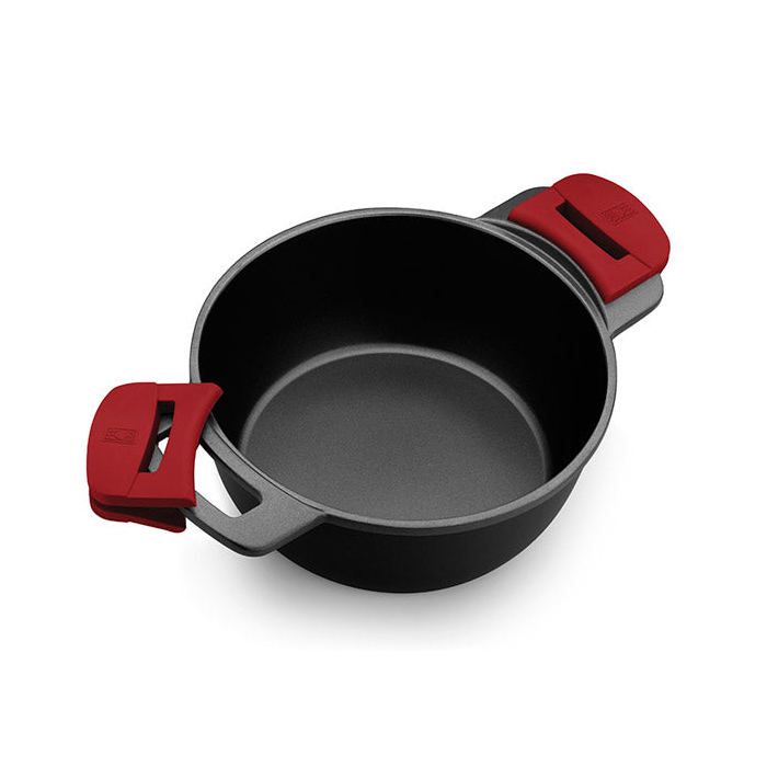 BRA Premiere | Casserole Haute De 24 Cm En Fonte d'Aluminium, Couches, Revêtement Antiadhésif Renforcé, 2 Poignées Amovibles En