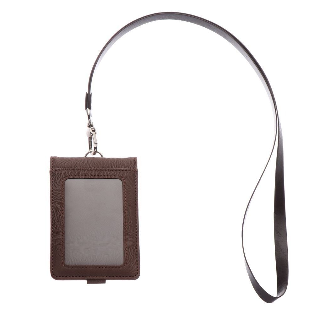 PU Leather Name Badge Holder With Lanyard ID Card Cover Work Card Holders  School Acsesories