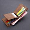 Minimalist PU Leather Men's Short Wallet Black Coffee Two-fold Retro Coin Purse Large Capacity ID Card Holder Men Women