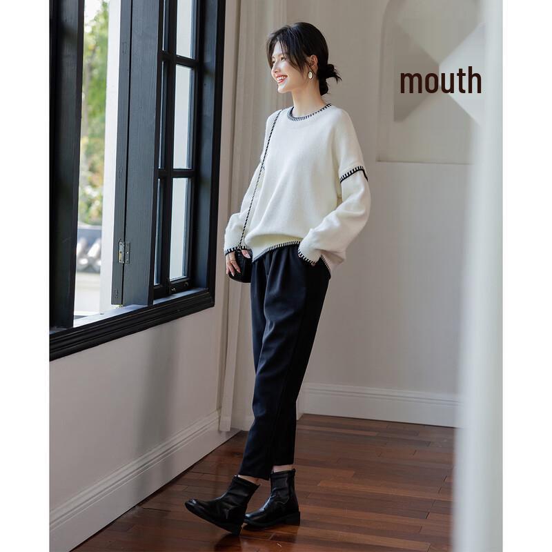 Mokana Women's Color-Block Round Neck Knit Sweater