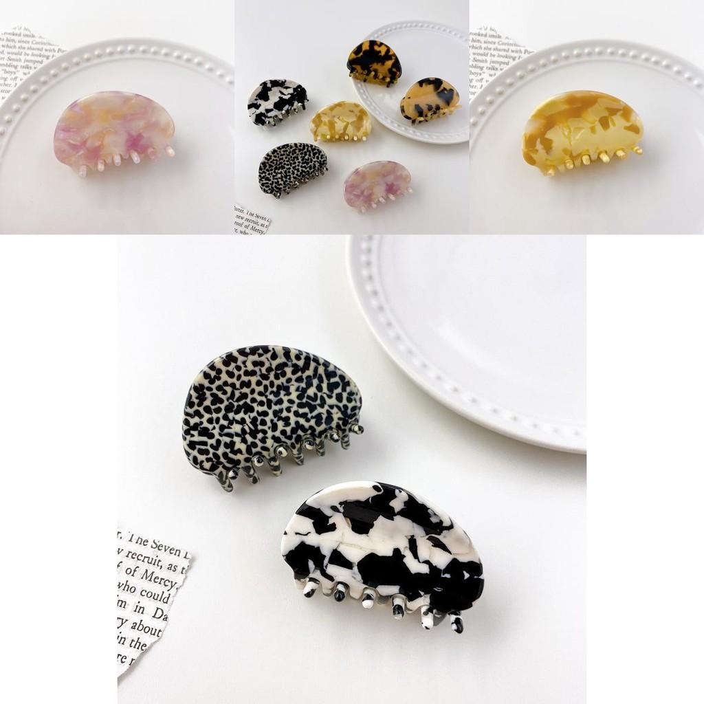Elegant 5cm Cow Print Oval Hair Claw Clip For Women Handmade Vintage Hairpiece