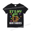 Miner Crafting Number T-shirt Pixels 1-9 Birthday Party Supplies Short Sleeve Tee Boys Girls Summer Clothing Simple Base Tshirt