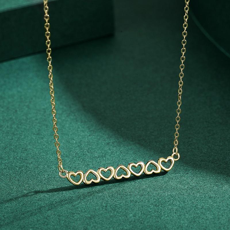 MODIAN 3 Color Hearts Fashion Necklace Solid 925 Sterling Silver Romantic Love Chain Necklaces For Women Wedding Jewelry Gifts