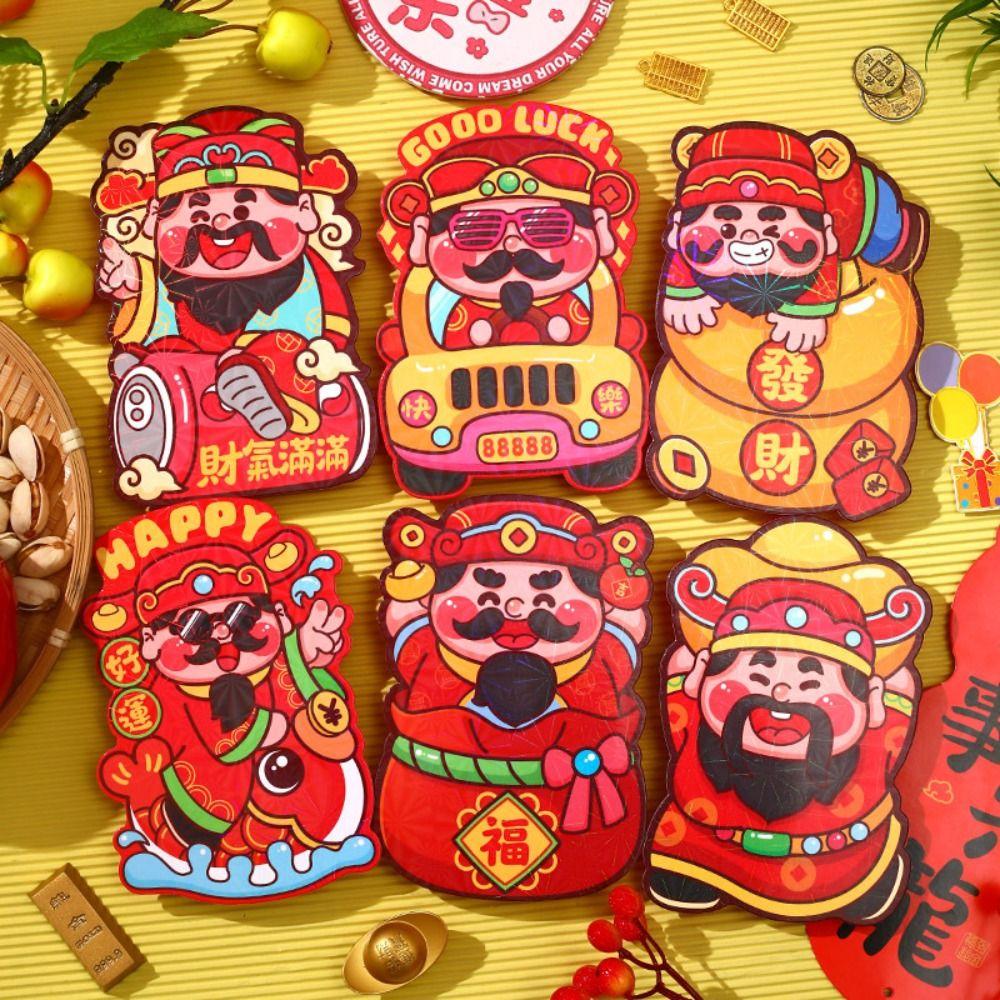 6Pcs Blessings Printing Chinese Snake Year Red Envelope Cartoon Hong Bao Children Gift