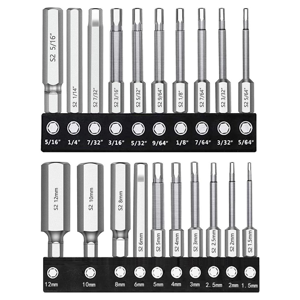 KIMLONTON Hex Wrench Bit S2 60mm Total Hex Screwdriver Bits for and Hex Impact Magnetic Screwdriver Repair Tool Set, Steel, Length, 6.35mm Shank,