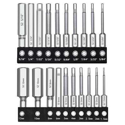 KIMLONTON Hex Wrench Bit S2 60mm Total Hex Screwdriver Bits for and Hex Impact Magnetic Screwdriver Repair Tool Set, Steel, Length, 6.35mm Shank,