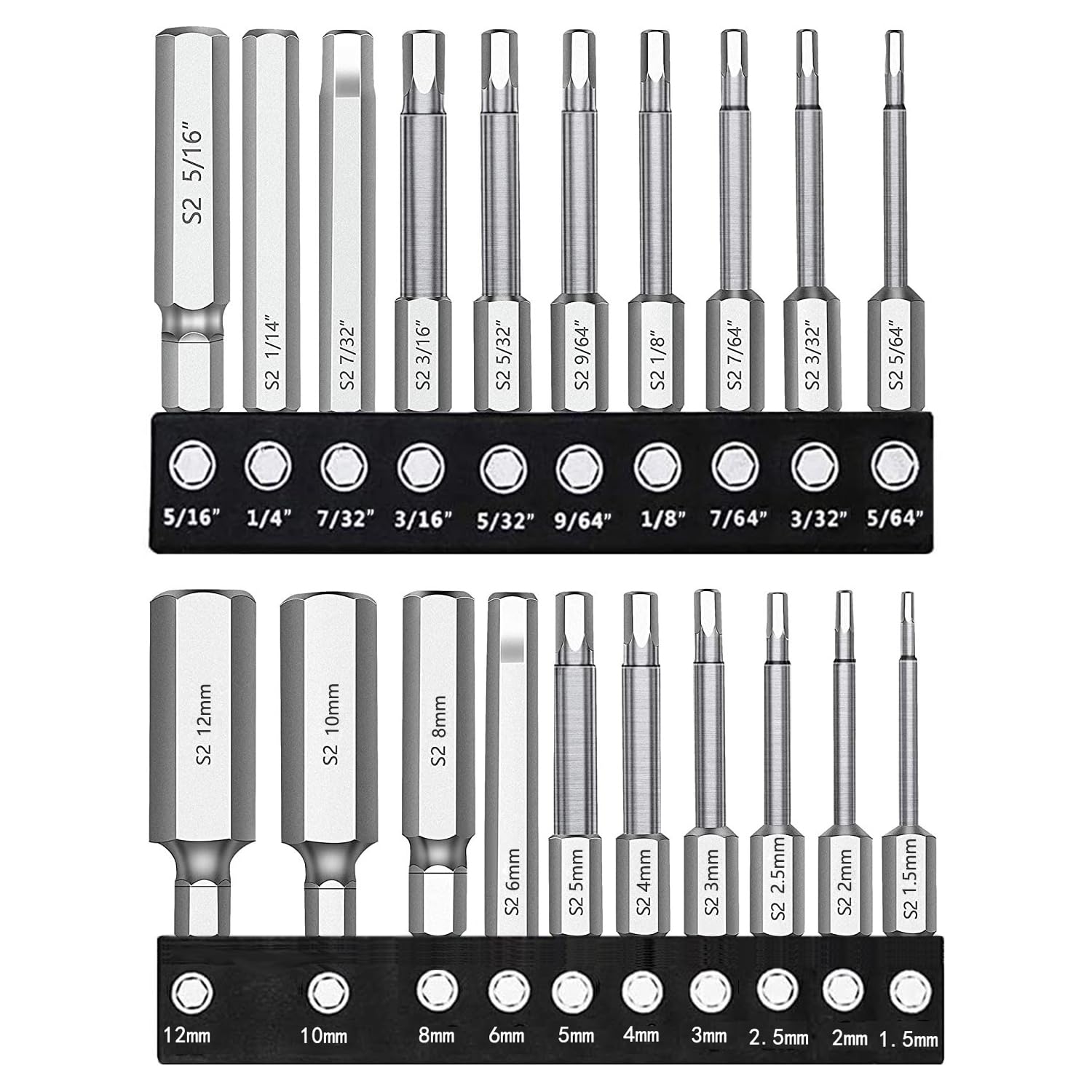 

KIMLONTON Hex Wrench Bit S2 60mm Total Hex Screwdriver Bits for and Hex Impact Magnetic Screwdriver Repair Tool Set, Steel, Length, 6.35mm Shank,