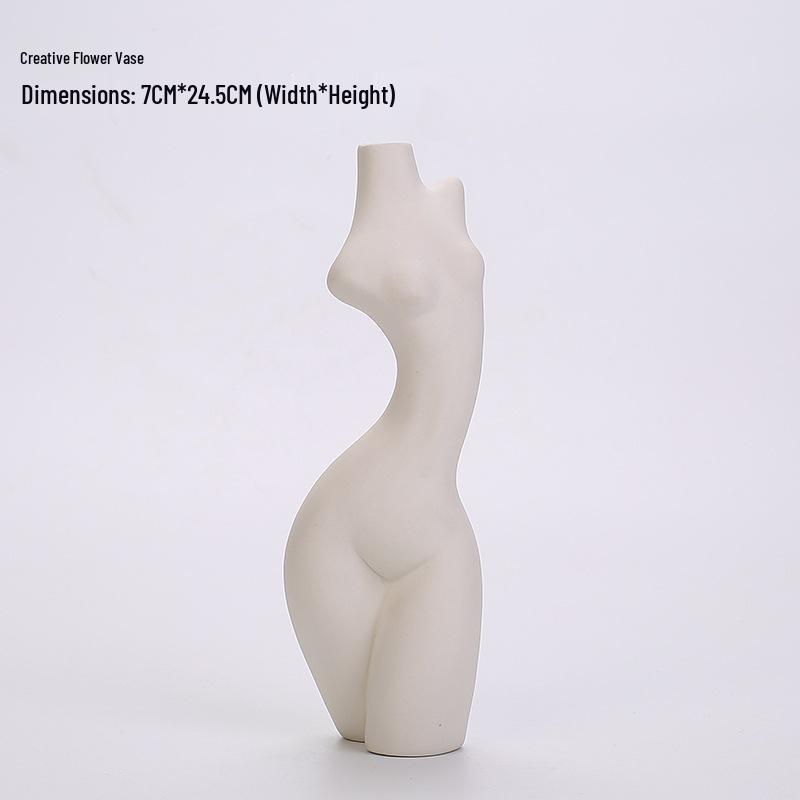 Nordic White Ceramic Human Body Art Vase - Decorative Sculpture for Home