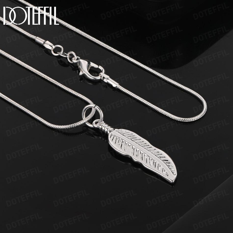 925 Sterling Silver Fashion Necklace Leaf Pendant Jewelry