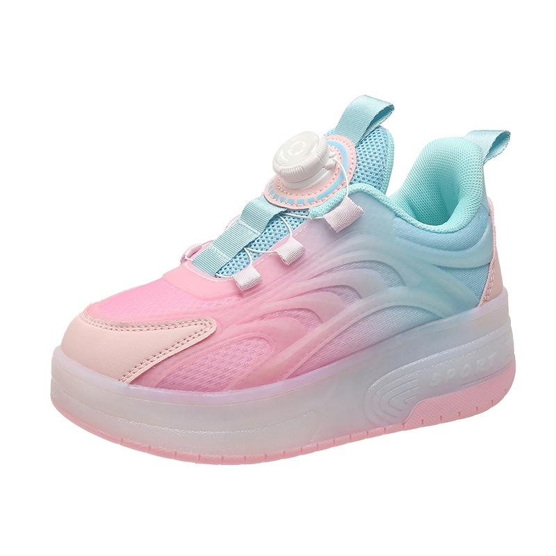 

Беговые кроссовки для мальчиков 2025 новая летняя детская роликовая спортивная обувь роликовые коньки двухколесные дышащие кроссовки для мужчин и женщин 38 розовый