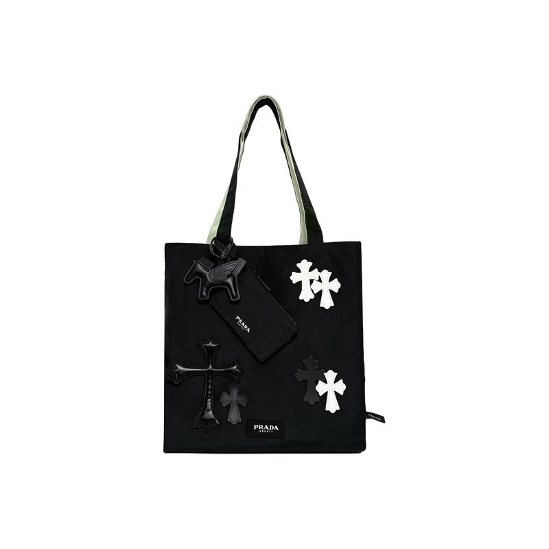 Prada Cosmetic bag/toiletry bag [Customized bag] Dark Cross, versatile, classic, trendy and retro, dustproof storage and portable Dark Dark Cross