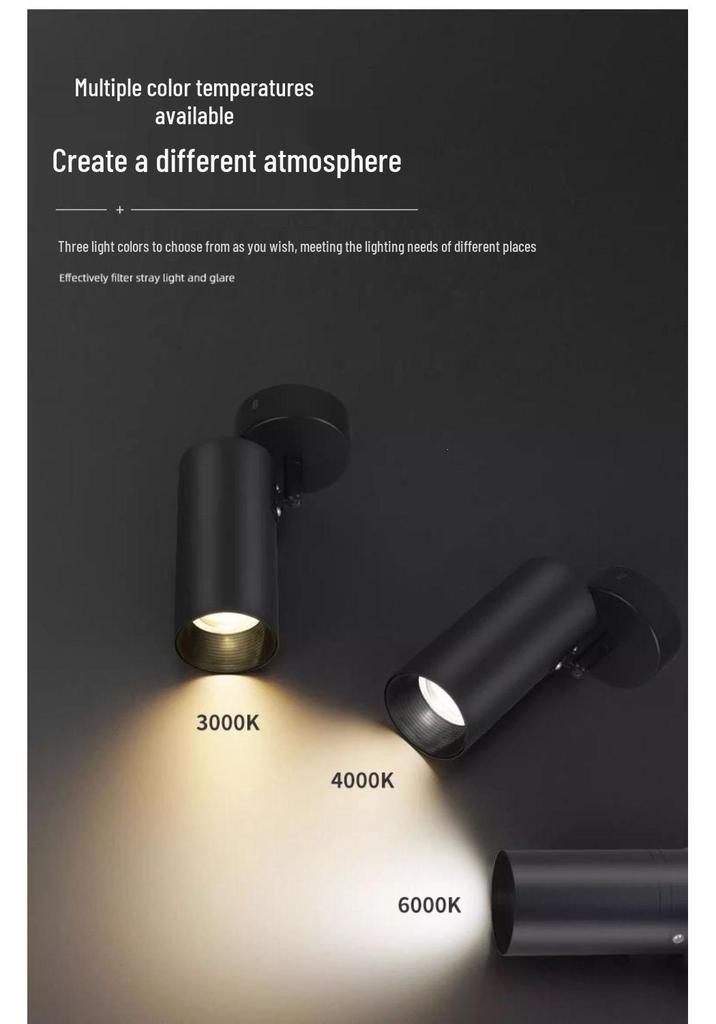 COB LED Surface-Mount Spotlight for Retail and Home Background Walls