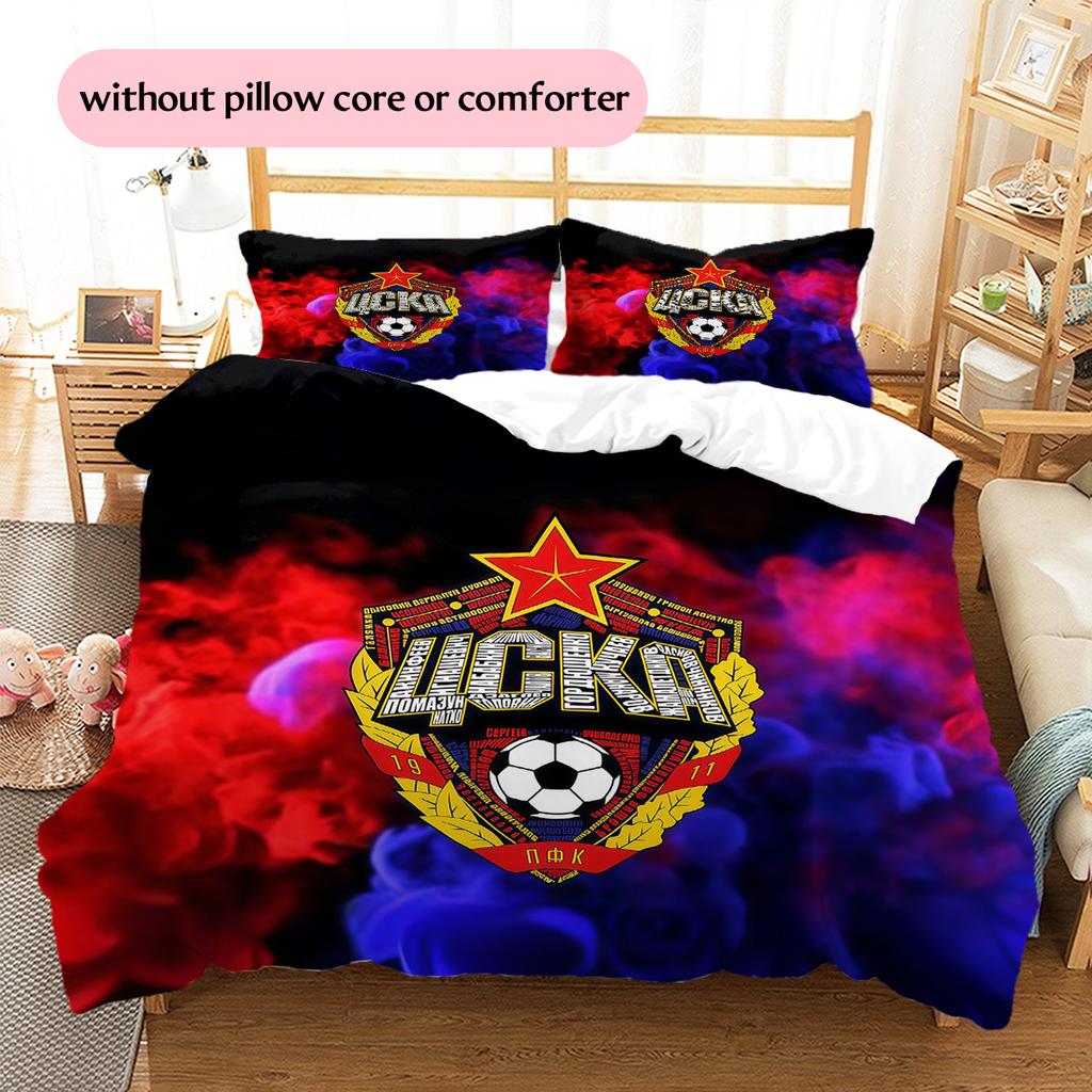 PFC CSKA Moscow Pattern Bedding Quilt Set Home Decoration Gift (1 * duvet cover + 2 * pillowcase without core).xwn
