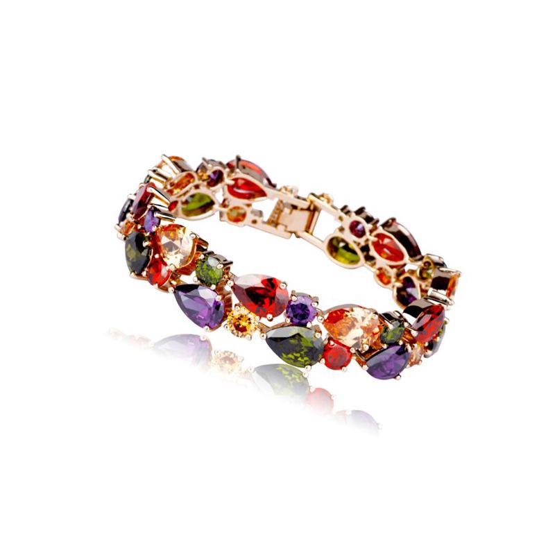 Kleurrijk Druppel Zircon Rose Goud Mona Lisa Armband
