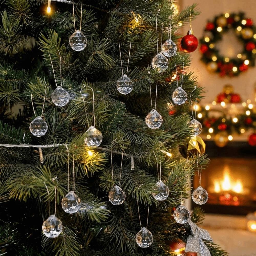 30PCS Shiny Acrylic Crystal Ball Ornaments Hanging Crystal Ornament Holiday Festival Party