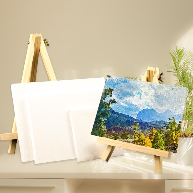 Children's Mini DIY Digital Oil Painting Set with Solid Wood Easel