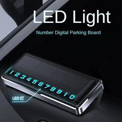 Placă solară pentru numărul de telefon al mașinii Iluminare cu LED Carte de parcare temporară Plăci ascunse Oprire parcare auto Dispozitive de parcare cu numere multiple