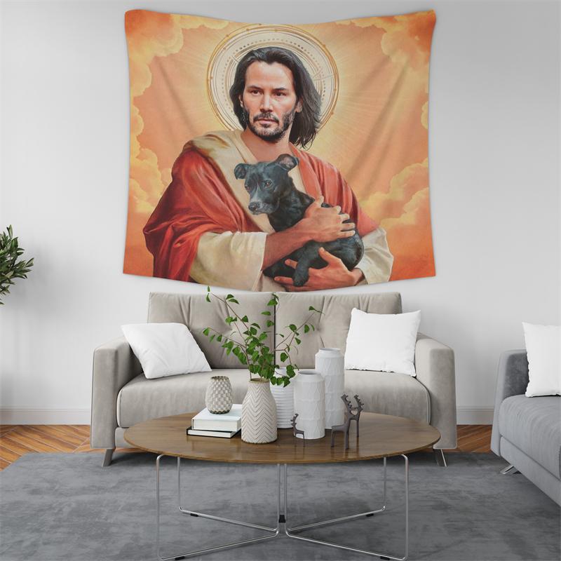 Gaslight Gatekeep Girlboss Keanu Reeves Tapestry Wall Hanging Art for Bedroom Living Room Decor Home Decoration