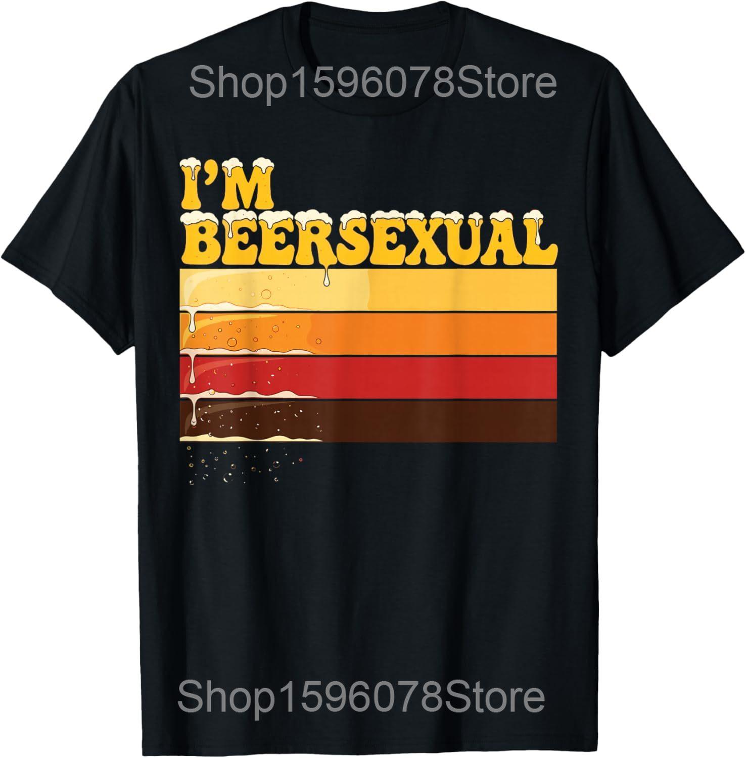 

Beer Drinker Beersexual Funny Beer Lover LGBTQ T Shirts Men Cotton Humor Streetwear Tee Shirt Short Sleeve Unisex Loose Clothing 4XL