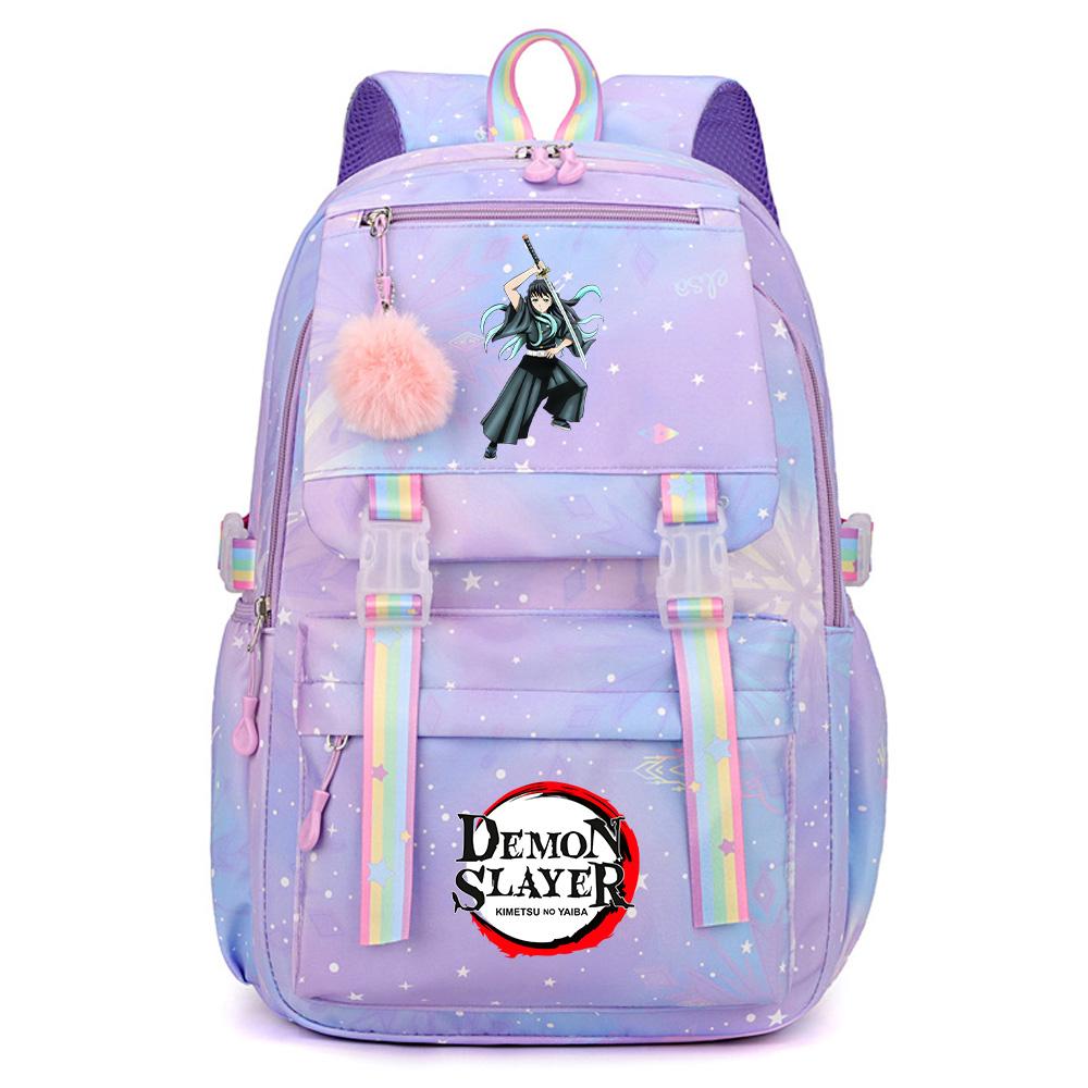 Roztomilý anime batoh s potiskem Demon Slayer pro dospívajícího studenta Školní taška Velkokapacitní Vodotěsná Cestovní taška Dárek